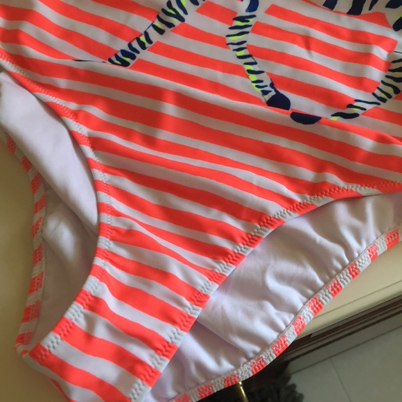 One piece big girls swim suit nwt size13-14 sunuva upf 50 coral white navy - Picture 2 of 4
